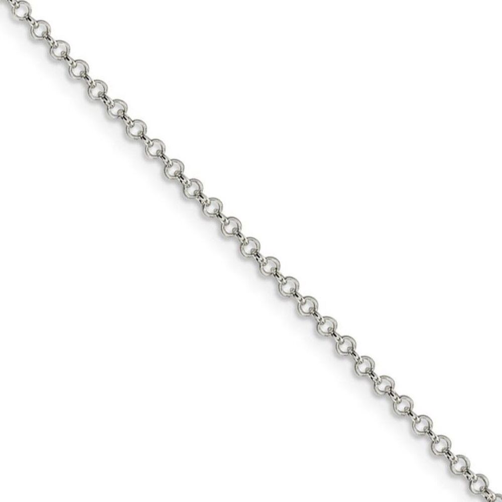 2mm Sterling Silver, Solid Rolo Chain Necklace, 20 Inch